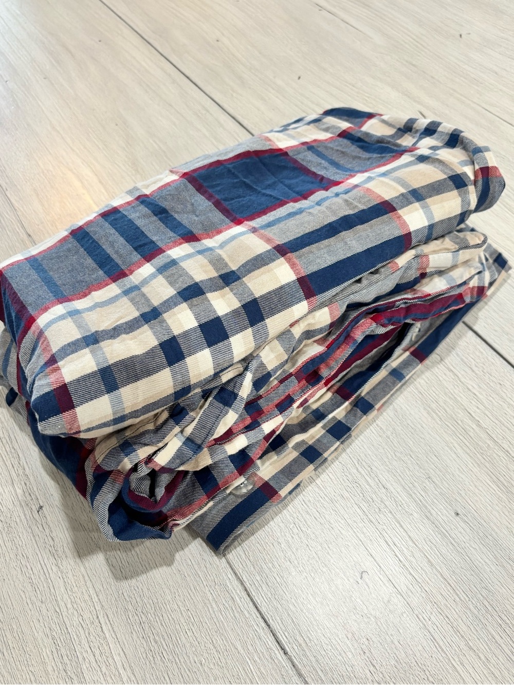 POTTERY BARN TEEN Blue Beige Red CLASSIC PLAID Duvet Cover 100% Cotton Twin Size